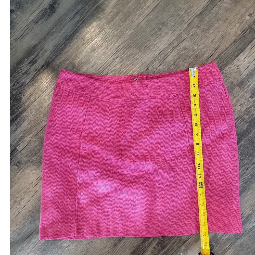 H&M Pink Herringbone Wool Blend Mini Skirt Size 12 A-Line - Picture 7 of 7